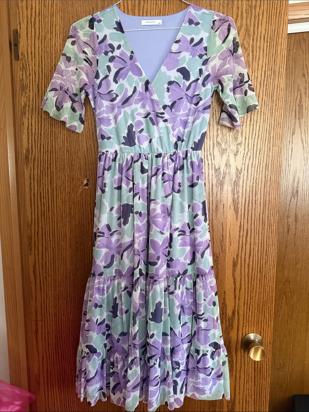 Reserved Lavender & Mint Floral Midi Dress